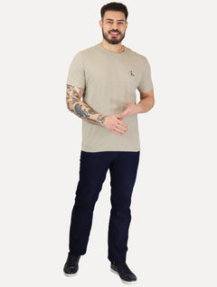 Camiseta Calvin Klein Jeans Masculina New Mono Logo Re Issue Cáqui Claro