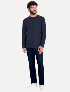 Camiseta Aramis Manga Longa Basica Logo Azul Marinho