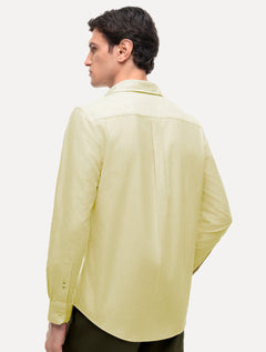 Camisa Tommy Hilfiger Masculina Regular Oxford Stripe Heritage Amarelo Claro