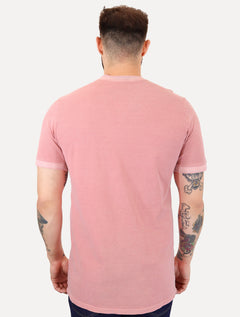 Camiseta Colcci Masculina Slim Crewneck Logo Bordado Rosa Claro