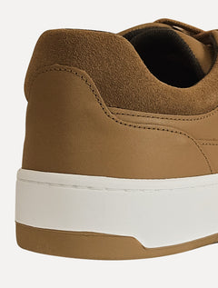 Tênis Calvin Klein Jeans Masculino Couro Sash Logo Basico Marrom Claro