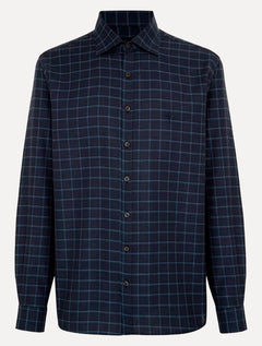 Camisa Dudalina Masculina Plus Size Comfort Superfine Cotton Xadrez Azul Marinho