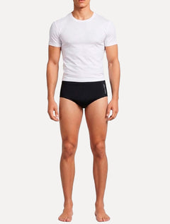 Sunga Calvin Klein Swimwear Slim Vertical Light Logo Pequeno Preta