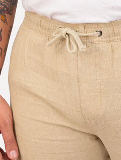 Calça Calvin Klein Masculina Elástico Linen Cáqui Mescla