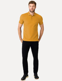 Polo Dudalina Masculina Piquet Essential Color Amarelo Escuro