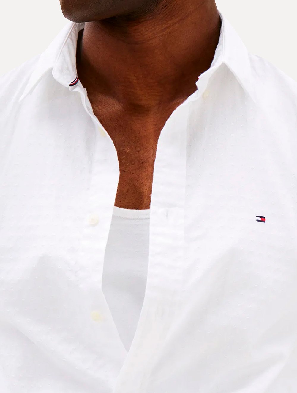 Camisa Tommy Hilfiger Masculina Regular Flex Pop Dobby Branco
