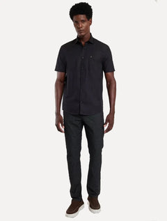 Camisa Aramis Masculina Manga Curta Tricoline Stretch Pocket Preta