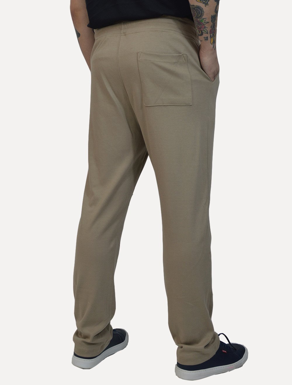 Calça Calvin Klein Masculina Moletom Reta Suedine CK Logo Cáqui