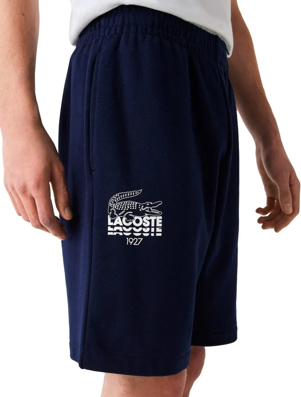 Bermuda Lacoste Moletom Masculina Croco Logo 1927 Azul Marinho