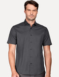 Camisa Aramis Masculina Manga Curta Slim Stretch Tricoline Chumbo