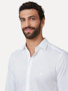 Camisa Dudalina Masculina Milano Tricoline Lisa Stretch Branca