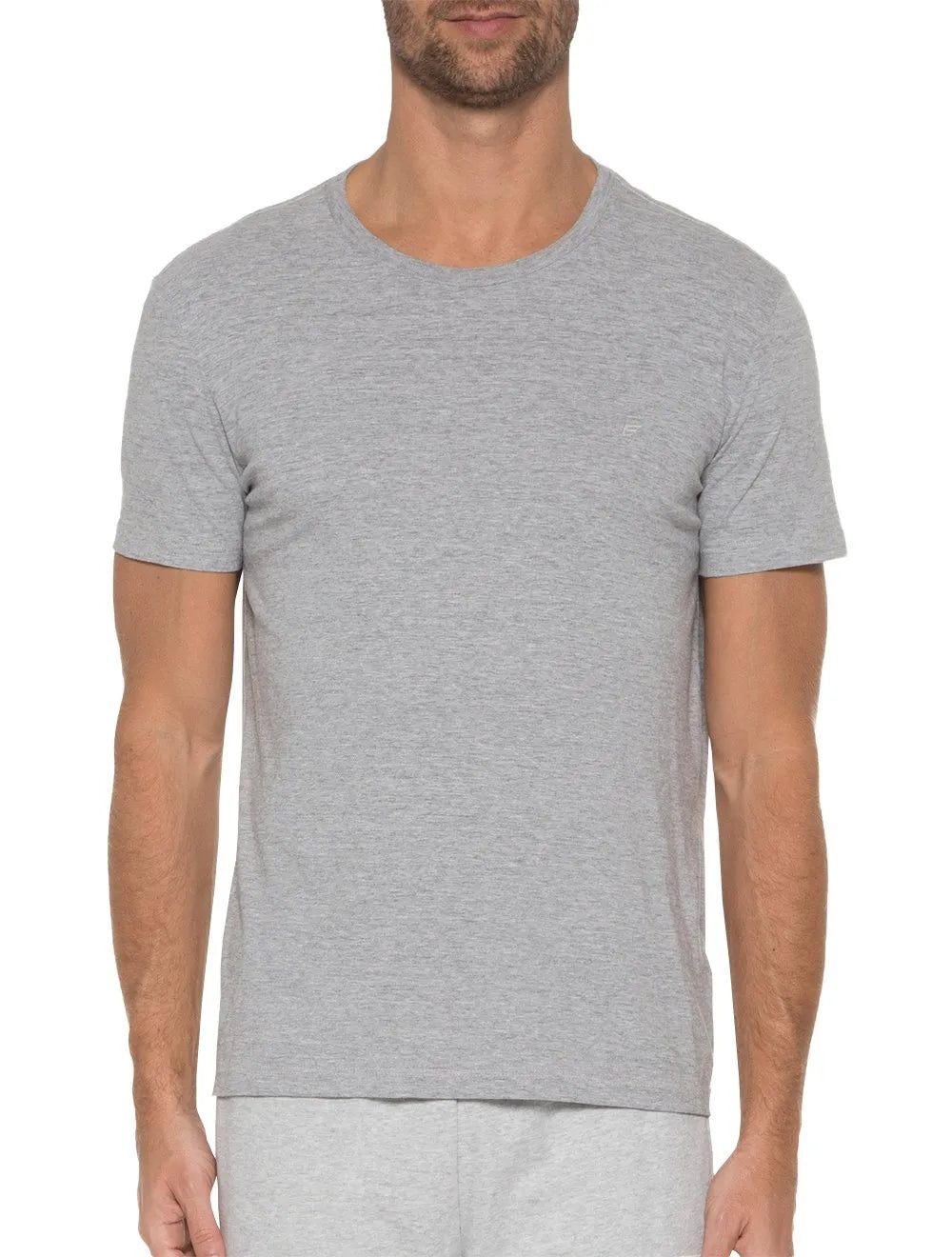Camiseta Ellus Masculina Cotton Fine Classic Logo Mescla Cinza Claro