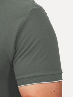 Polo Aramis Masculina Regular Piquet Off Friso Verde Escuro