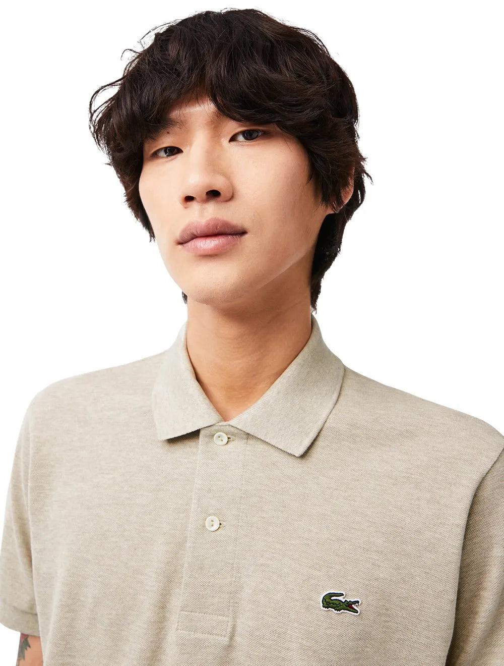 Polo Lacoste Masculina L.12.12 Caqui Mescla