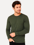 Camiseta Aramis Masculina Basic Lisa Manga Longa Mono Logo Verde Escuro