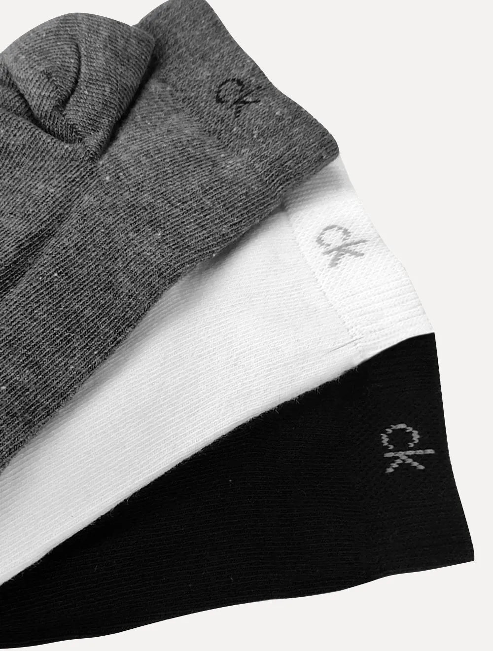 Kit 3 Pares Meia Calvin Klein | Cano Curto CK Preta Branca e Cinza