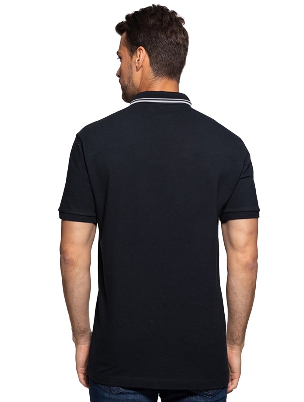Polo Guess Masculina Piquet Silk Frisos Preta