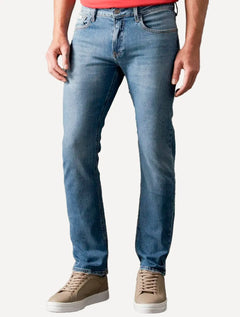 Calça Calvin Klein Jeans Masculina Slim 5 Pockets Azul Médio