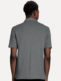 Camisa Aramis Masculina Manga Curta Piquet Bowling Tricot Cinza