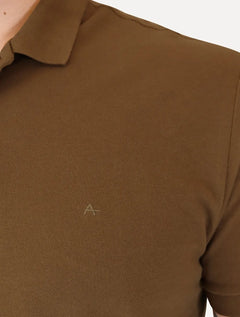 Polo Aramis Masculina Basic Piquet Mono Marrom Médio