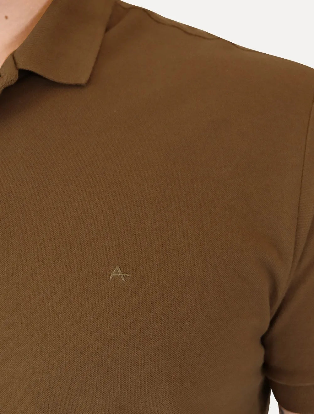 Polo Aramis Masculina Basic Piquet Mono Marrom Médio