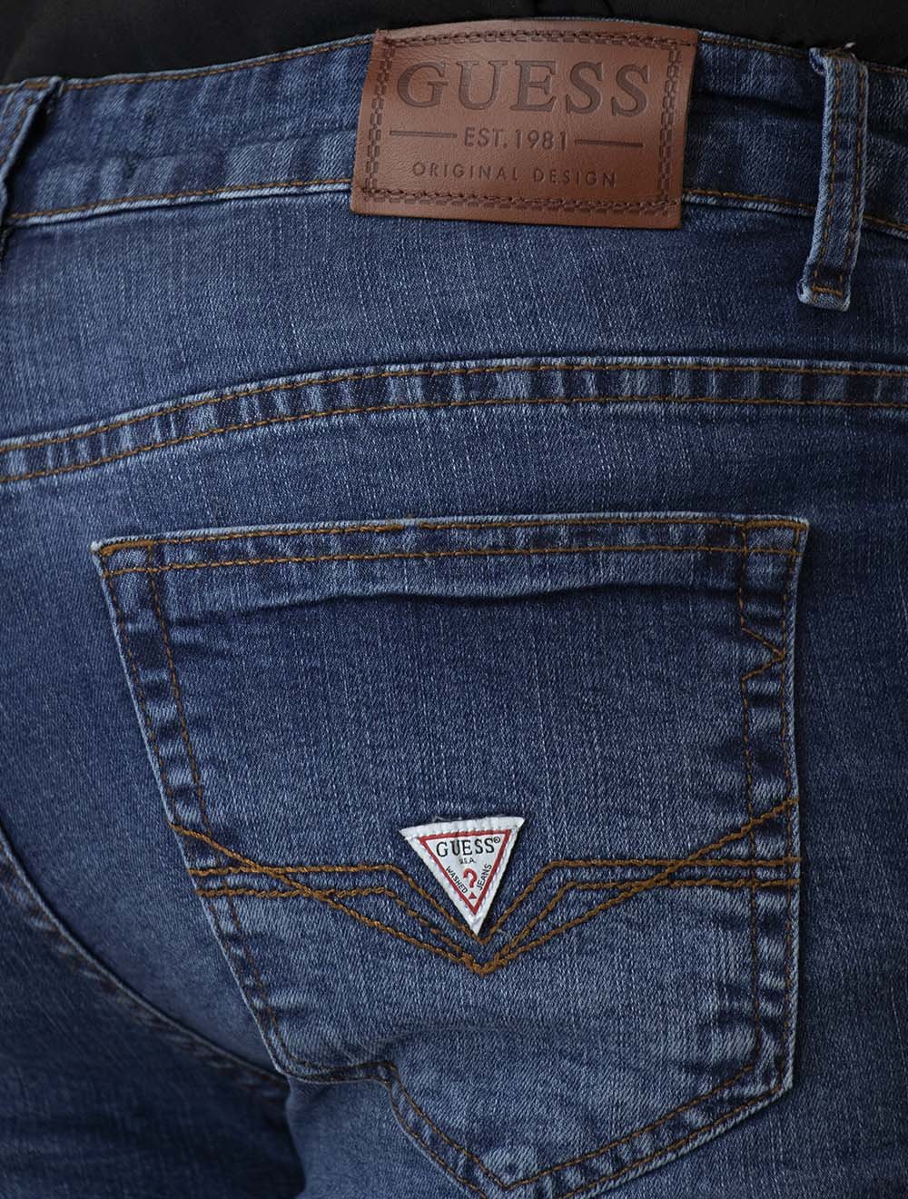 Bermuda Guess Jeans Masculina Inter Refile Azul Médio