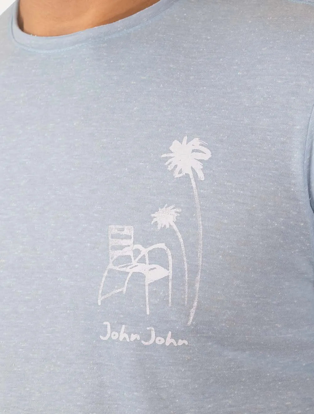 Camiseta John John Regular Beach Chair Azul Claro Mescla