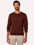 Suéter Dudalina Masculino Tricot Crewneck Basico Marrom