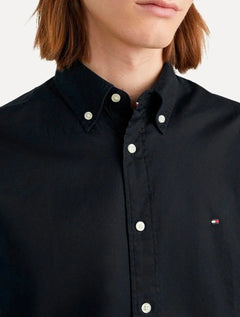 Camisa Tommy Hilfiger Masculina Manga Curta Regular Core Oxford Preta
