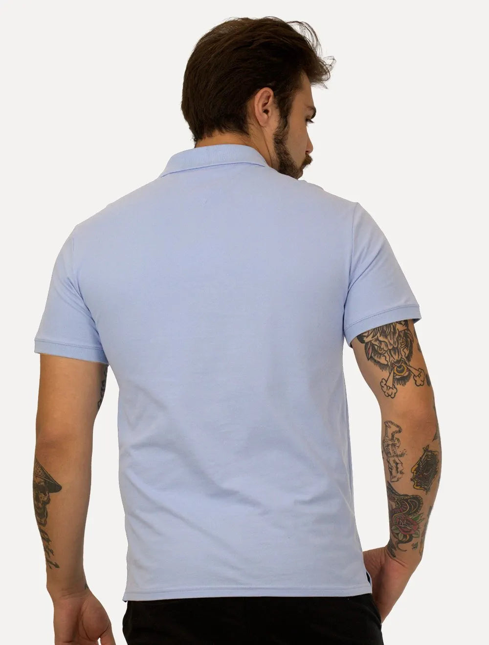 Polo Tommy Jeans Masculina Regular Corp Chest Azul Claro