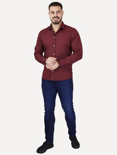Camisa Tommy Jeans Masculina Slim Original Stretch Bordô