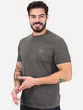 Camiseta King & Joe Masculina Signature Circle Estonada Light Peito Cinza
