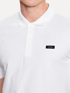Polo Calvin Klein Masculina Piquet Slim Stretch Button Branca