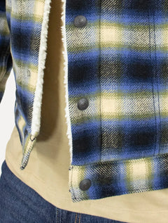 Jaqueta Levis Masculina Trucker Xadrez Print Sherpa Cáqui Azul