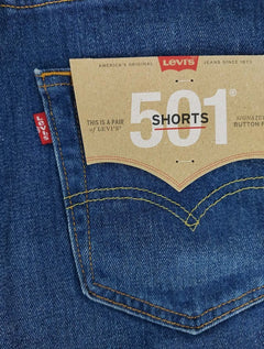 Bermuda Levis Jeans Masculina 501 Hemmed Shorts Azul Médio
