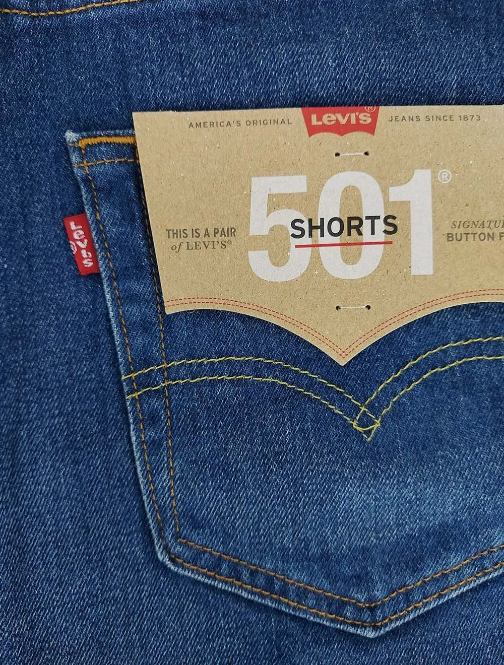 Bermuda Levis Jeans Masculina 501 Hemmed Shorts Azul Médio