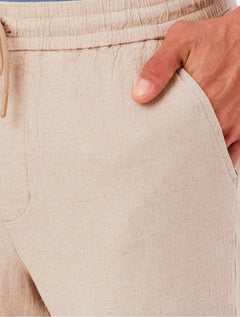 Calça Original Penguin Masculina Relax Sport Linho Lisa Areia Mescla
