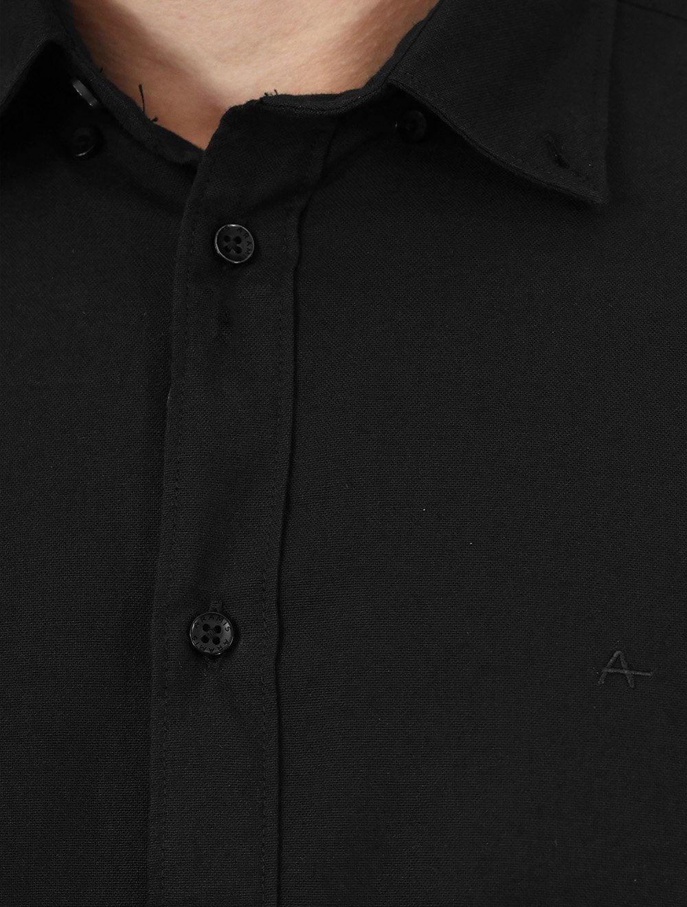Camisa Aramis Masculina Manga Curta Slim Oxford Planalto Preta