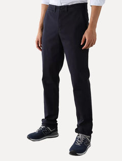 Calça Lacoste Masculina Sarja Chino Slim Fit New Classic Azul Escuro