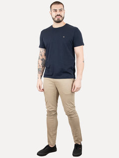 Camiseta Calvin Klein Jeans Masculina CK Bordado Peito Azul Marinho