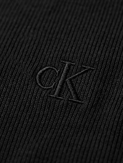 Camiseta Calvin Klein Jeans Masculina Manga Curta Ribana Gola Preta
