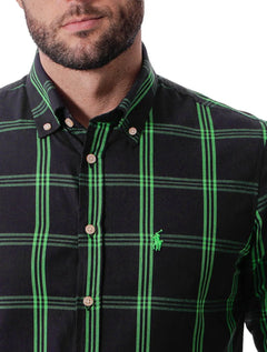 Camisa Ralph Lauren Masculina Custom Fit Xadrez London Plaid Green Preta