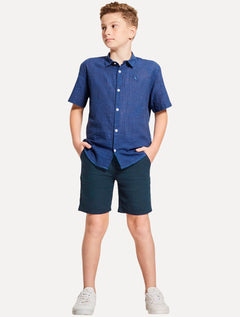 Bermuda Reserva Infantil Casual Linho Tal Pai Tal FIlho Azul Marinho