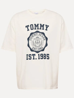 Camiseta Tommy Jeans Masculina Oversized Varsity Badge Off-White
