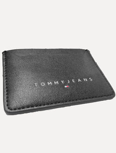 Carteira Tommy Jeans Masculina Porta Cartão Couro Core Logo Preta