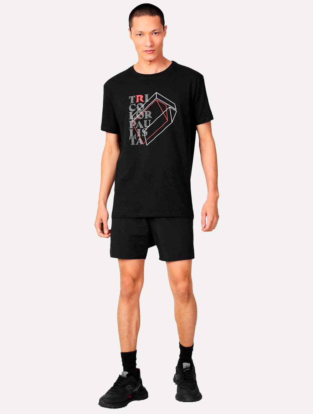Camiseta Reserva Masculina SPFC 3D Shield Preta