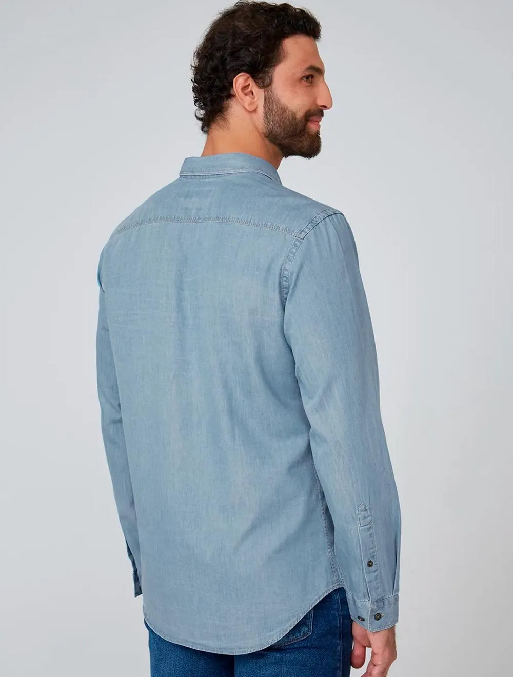 Camisa Dudalina Masculina Milano Essentials Lisa Azul Jeans
