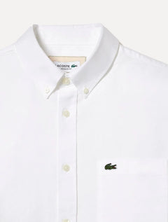 Camisa Lacoste Masculina Regular Oxford Buttoned Collar Branca