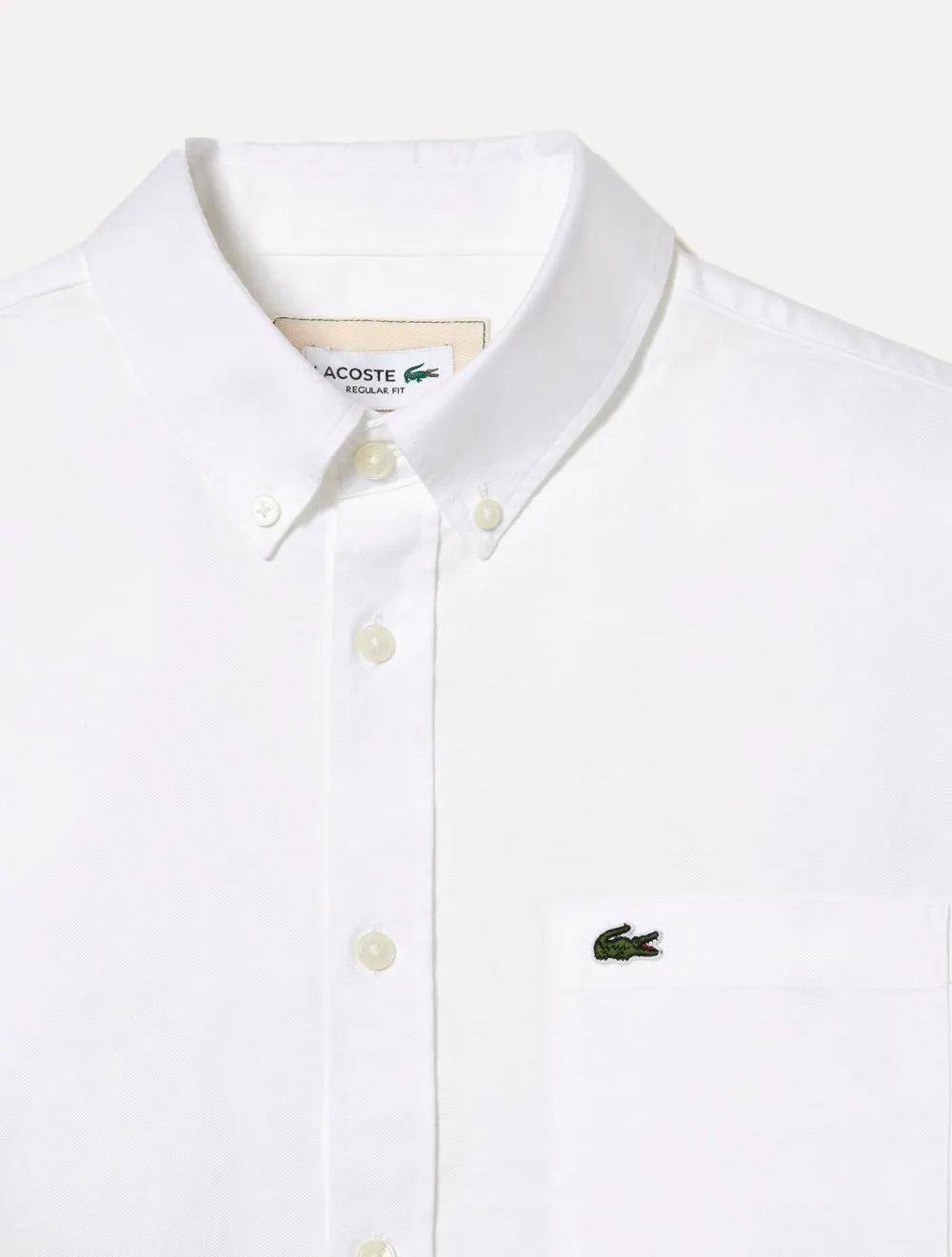 Camisa Lacoste Masculina Regular Oxford Buttoned Collar Branca