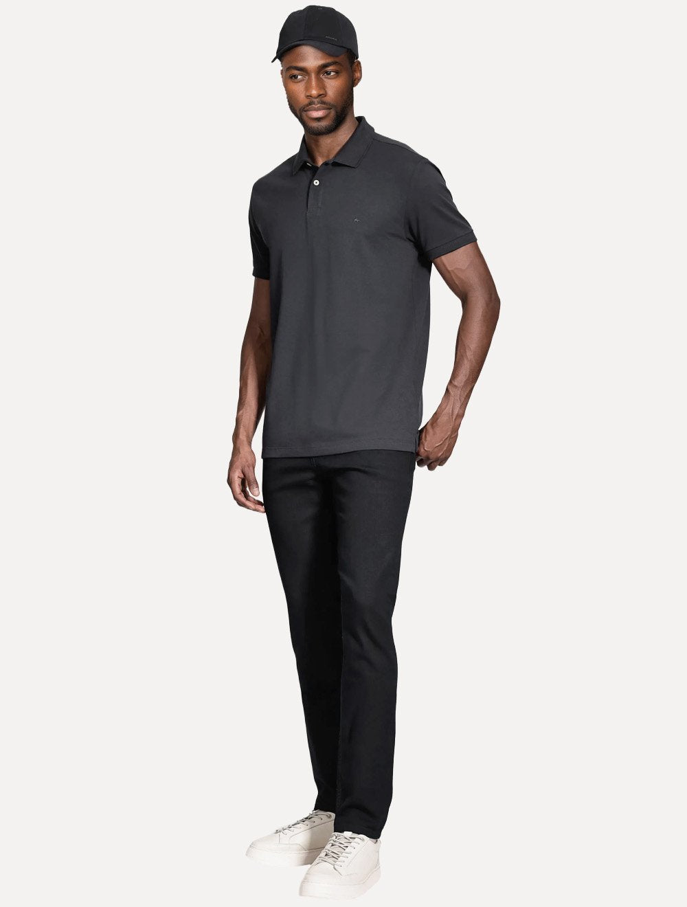Polo Aramis Masculina Basic Piquet Mono Cinza Escuro